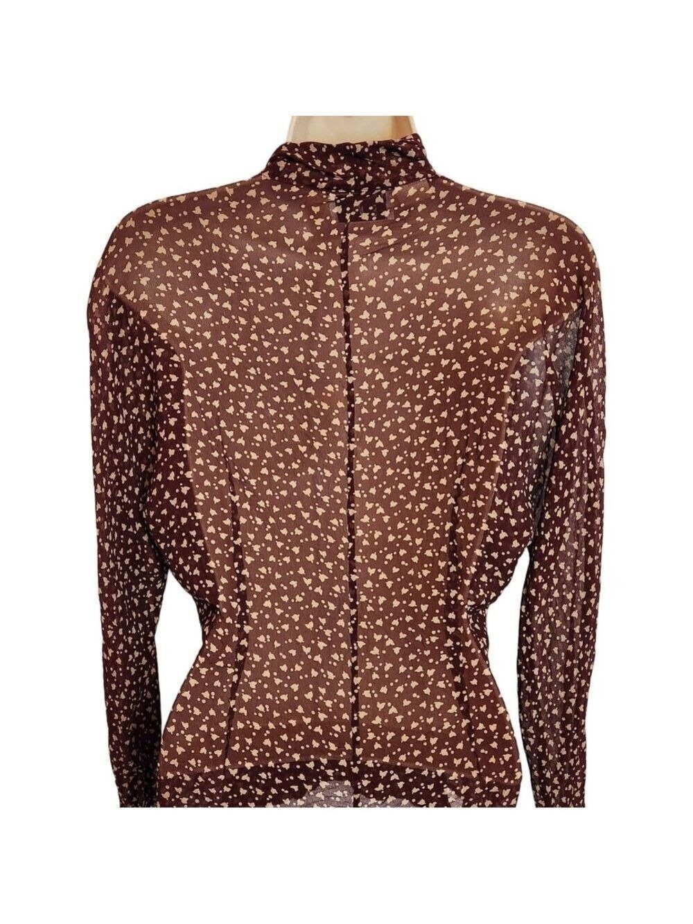 Ann Tjian Kenar Silk Floral Brown Beige Blouse Small - Picture 6 of 11